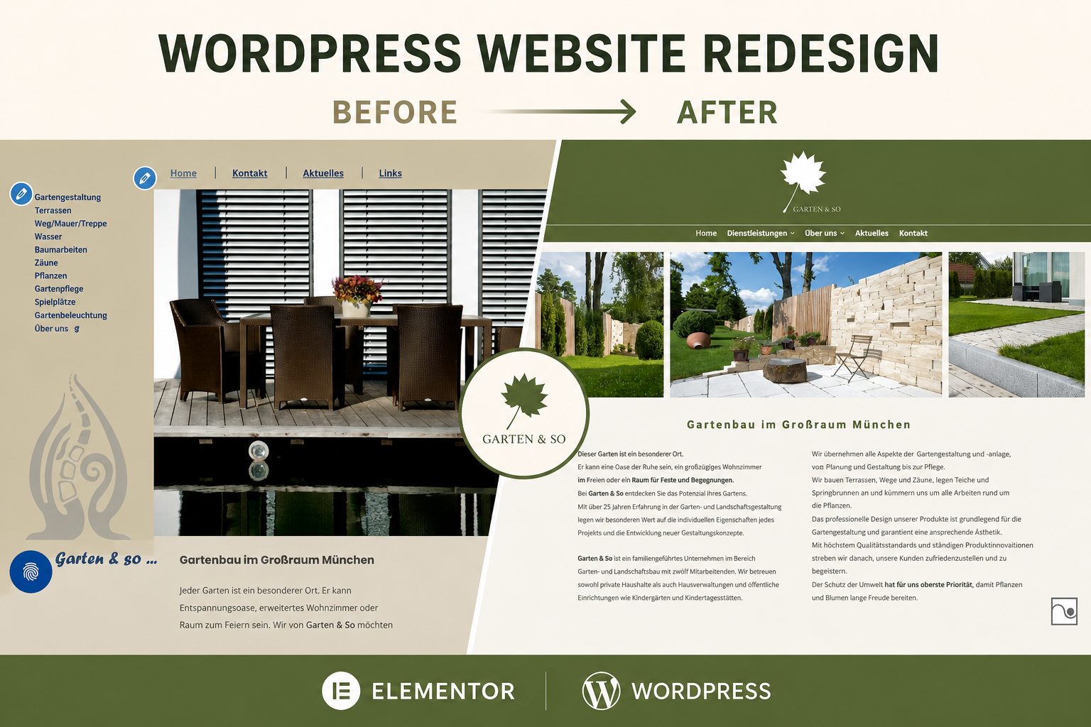 Rediseño del sitio web Garten&So - antes y después