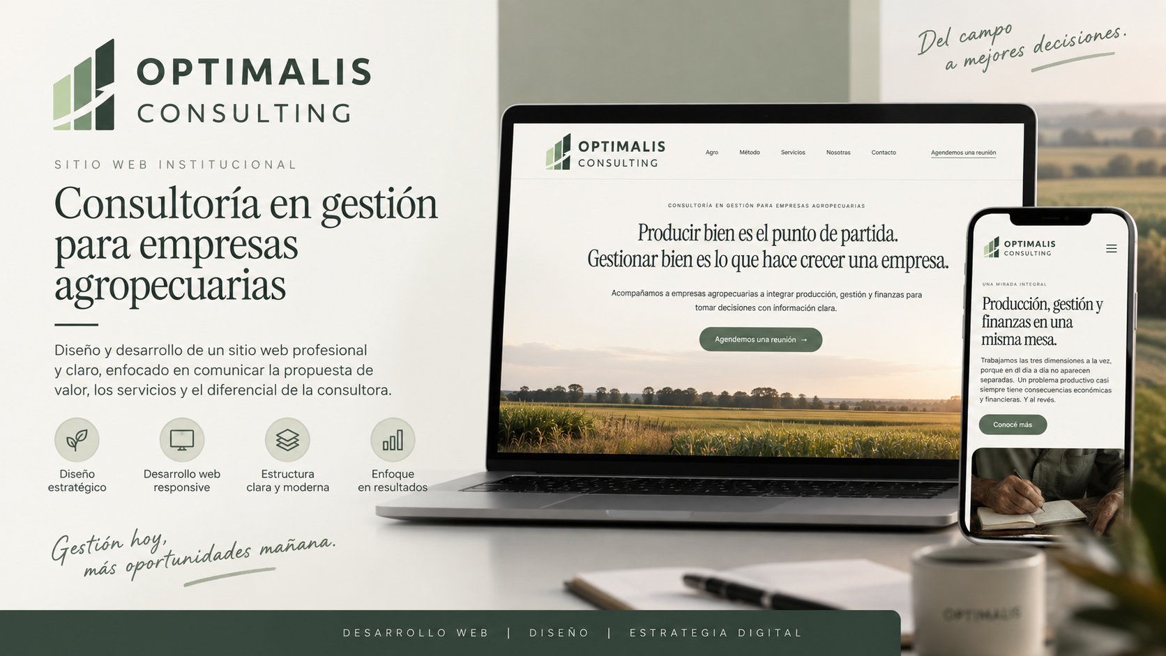 Diseño del sitio web de Optimalis Consulting